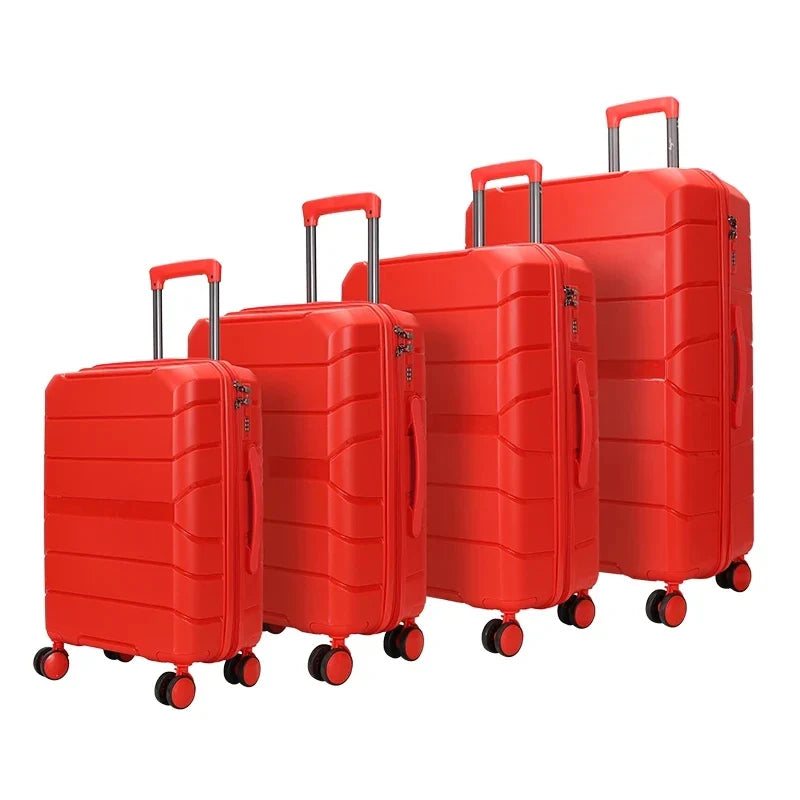 KTX-751699 4-Piece Multifunctional PP Trolley Luggage Set for Travel - 14, 20, 24, and 28 Inch Sizes