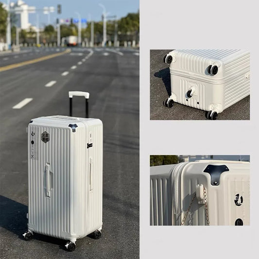 KTX-357331 White Carry-On Suitcase Luggage Trolley Bag with Smooth Rolling Wheels