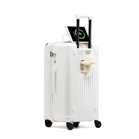 KTX-357331 White Carry-On Suitcase Luggage Trolley Bag with Smooth Rolling Wheels