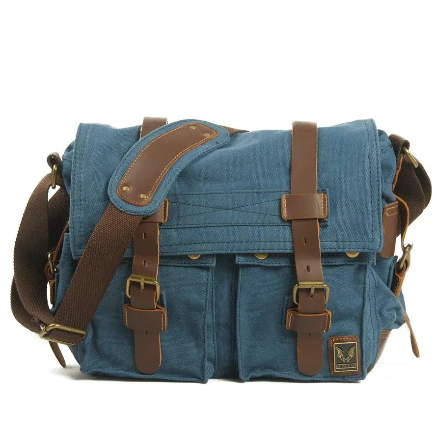 KTX-712659 Vintage Waterproof Canvas Leather Crossbody Bag for SLR Camera and Leisure Photography