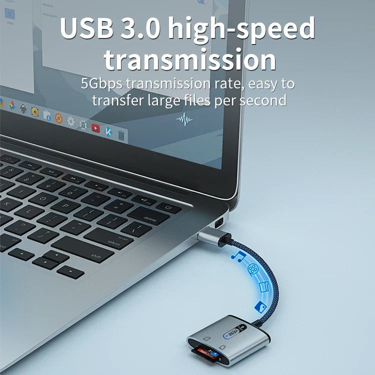 KTX-576019 Dual Port USB 3.0 OTG Card Reader for TF/SD Cards - Simultaneous Access