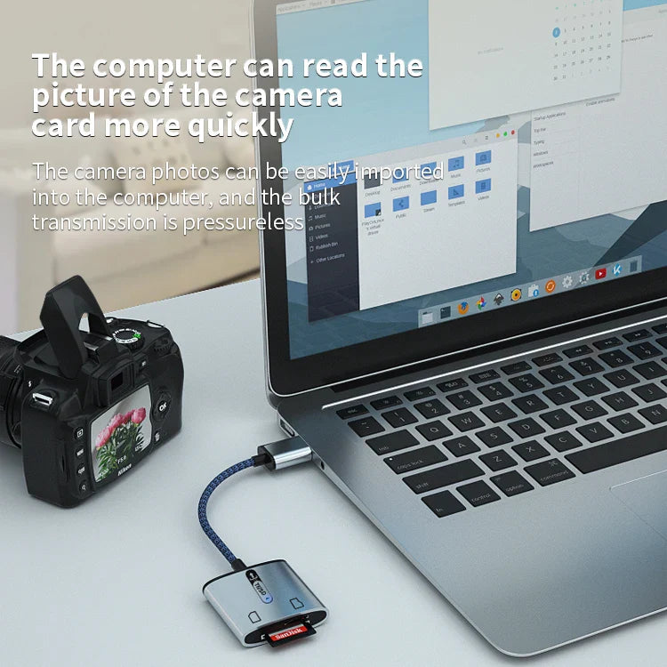 KTX-576019 Dual Port USB 3.0 OTG Card Reader for TF/SD Cards - Simultaneous Access