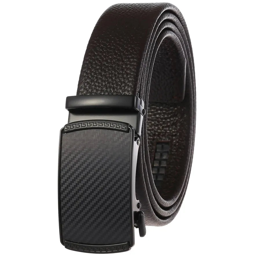KTX-994899 Men's Automatic Buckle Belt in First Layer Leather, Model LY36-0191-5
