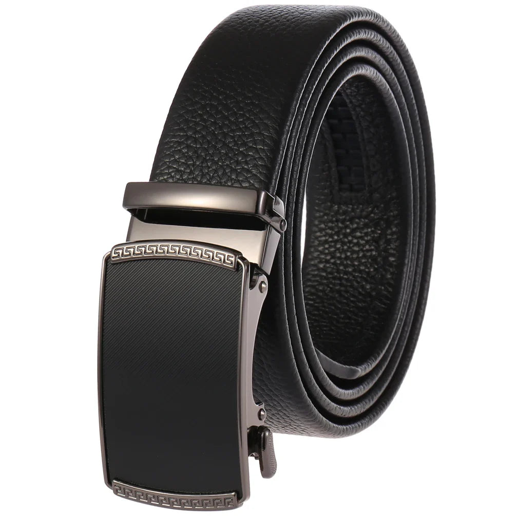 KTX-994899 Men's Automatic Buckle Belt in First Layer Leather, Model LY36-0191-5