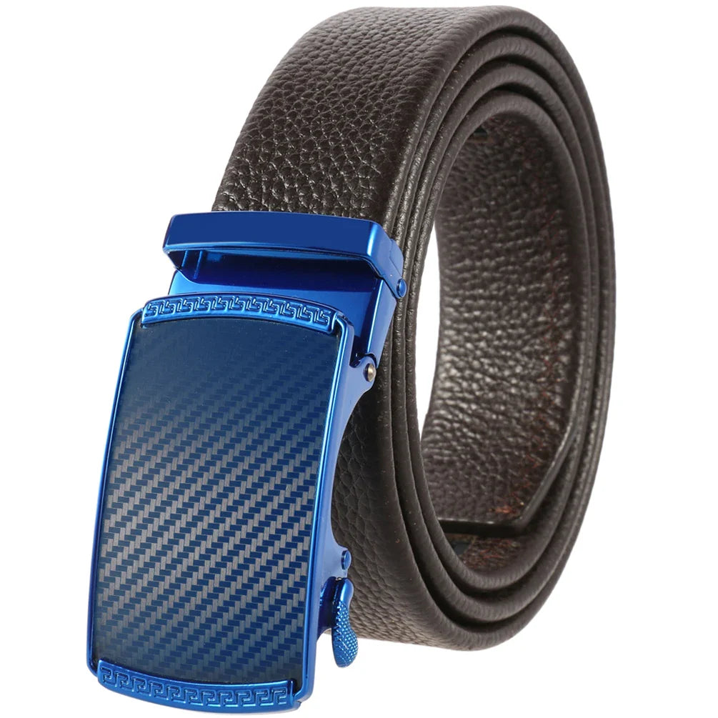 KTX-994899 Men's Automatic Buckle Belt in First Layer Leather, Model LY36-0191-5