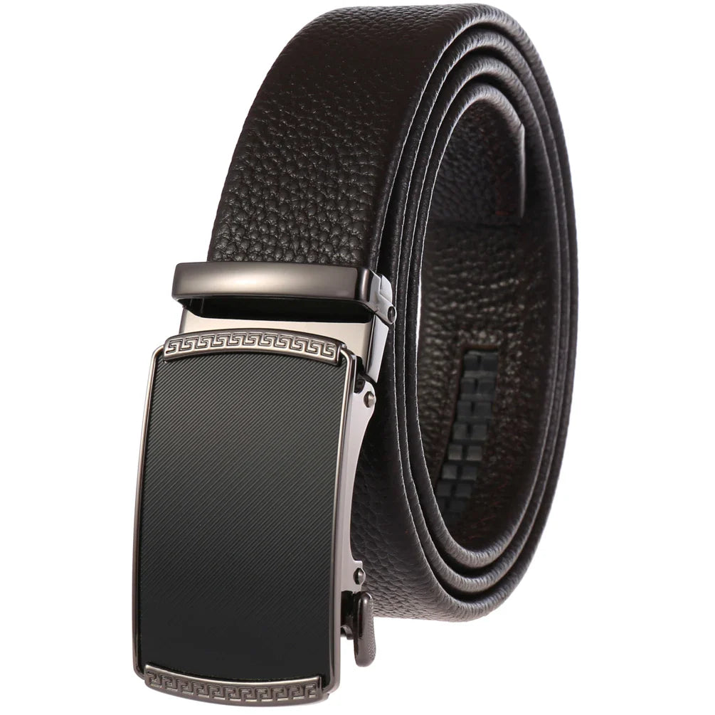 KTX-994899 Men's Automatic Buckle Belt in First Layer Leather, Model LY36-0191-5