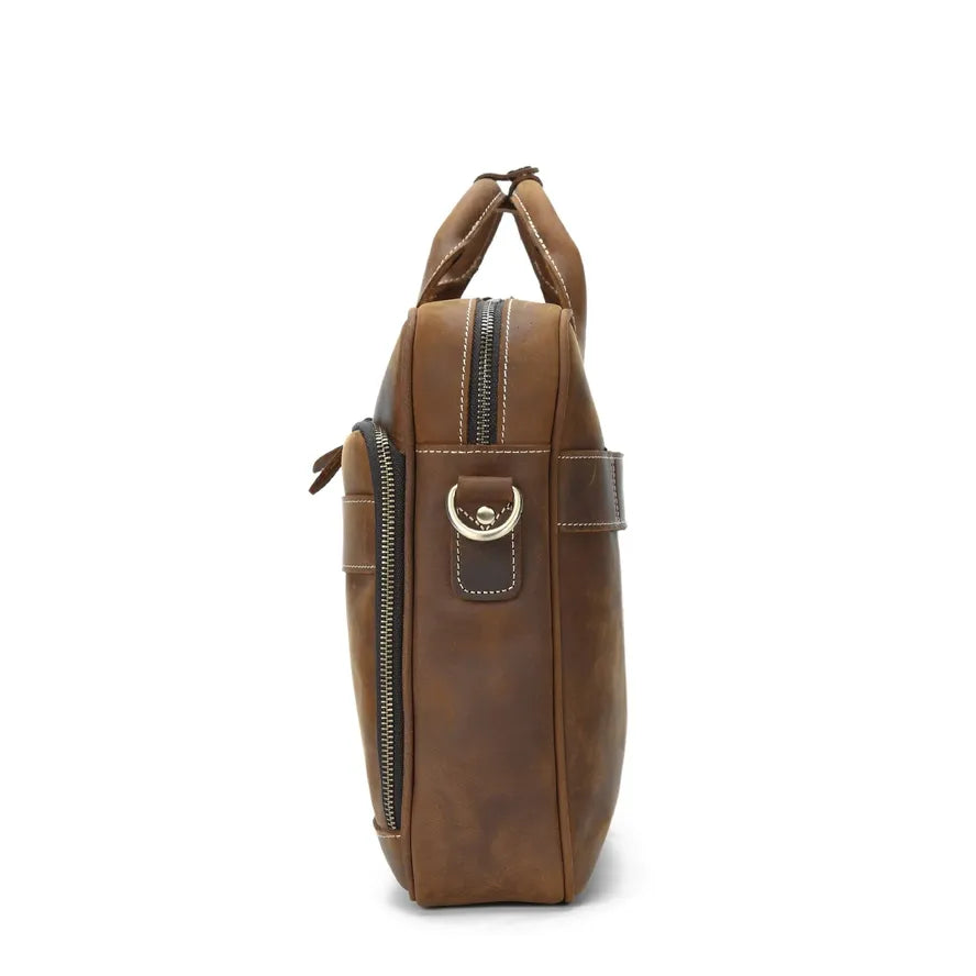 KTX-138835 Genuine Leather Crossbody Briefcase for Men - Versatile Laptop Business Bag