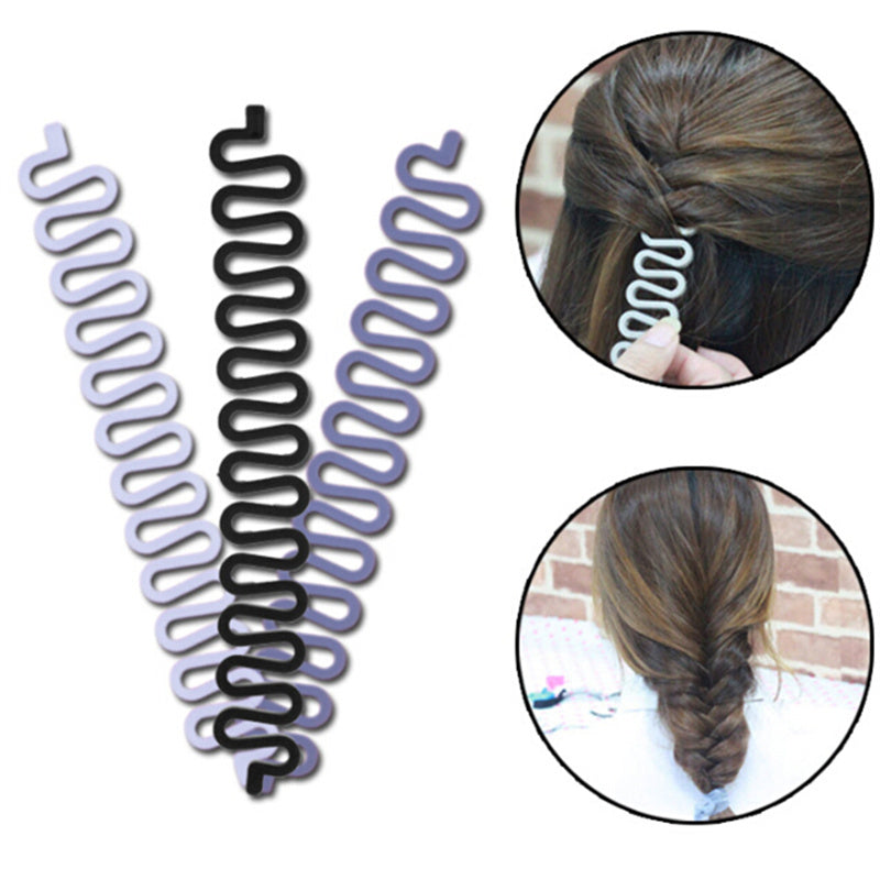 KTX-805075 Fishbone Hair Styling Tool – Black Plastic, Effortless Hair Transformation in Seconds