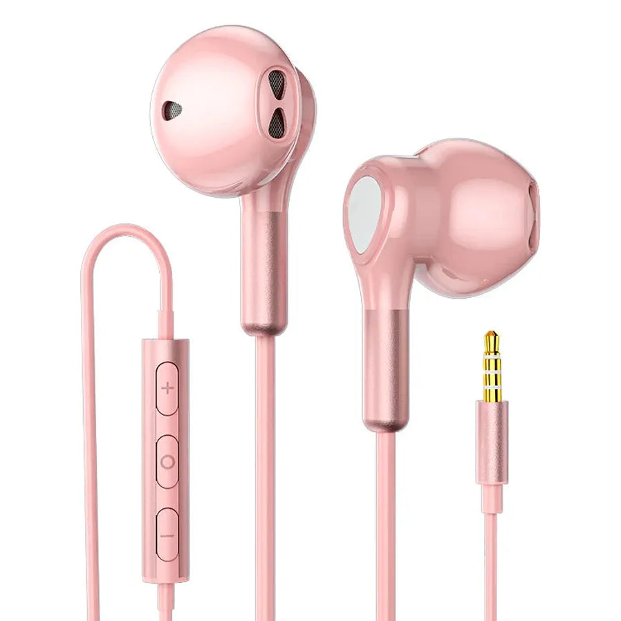 KTX-328531 Metal Wired Earphones with Mic - 1.2m 3.5mm Macaron Color for Mobile Phones