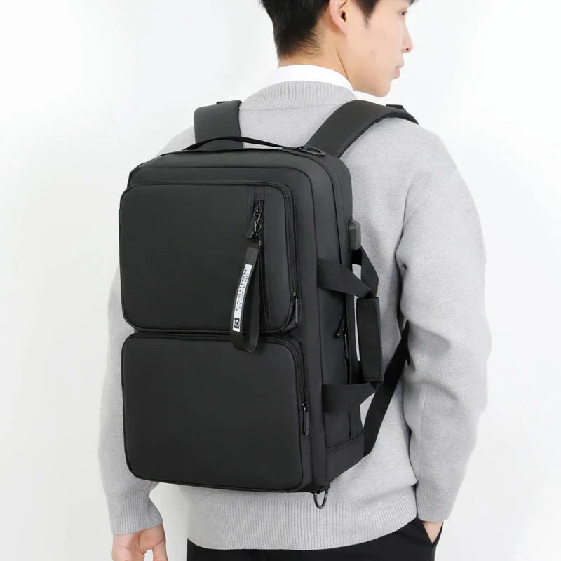 KTX-116435 Large Capacity Waterproof Business Backpack for 17-Inch Laptops with USB Port - Durable Nylon Design