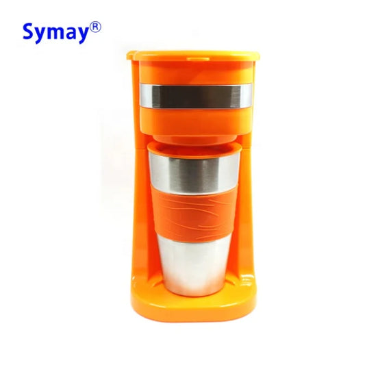 KTX-753043 Colourful Electric Personal Drip Coffee Maker with Travel Coffee Cup and Stainless Steel Accents