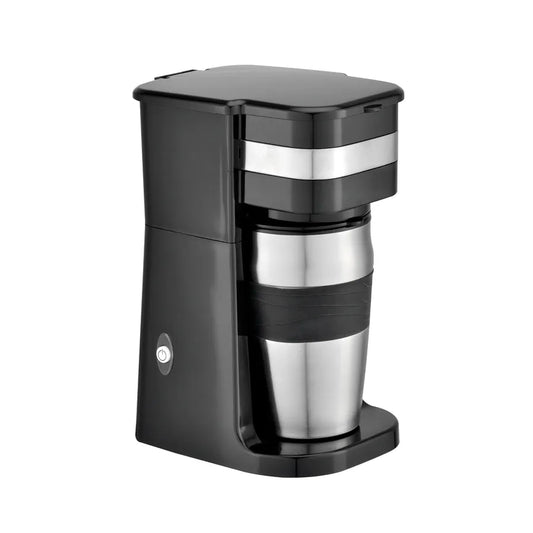 KTX-753043 Colourful Electric Personal Drip Coffee Maker with Travel Coffee Cup and Stainless Steel Accents