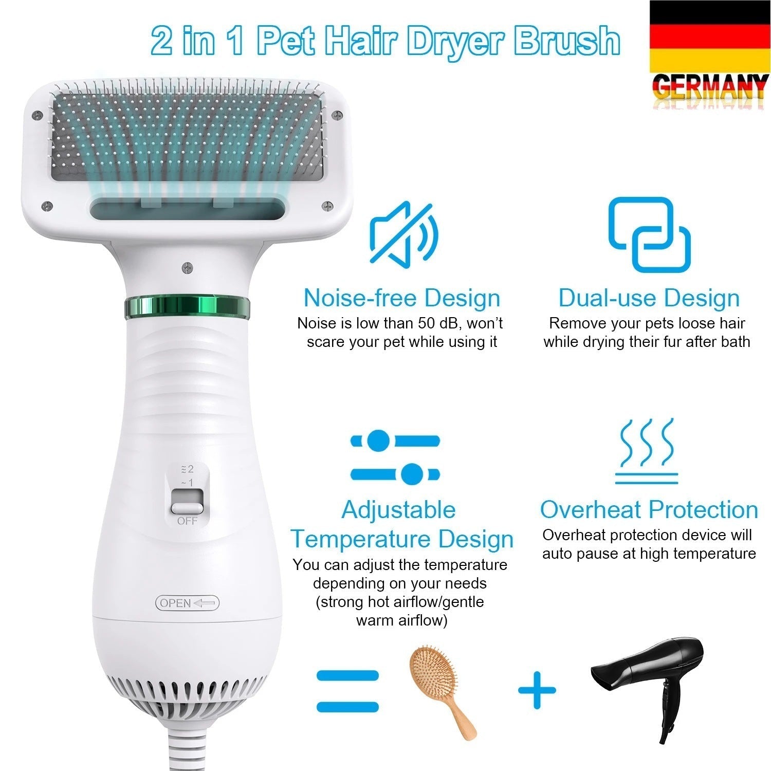 KTX-566483 Pet Hair Remover Comb with Fine Needle and Sticky Bead Technology