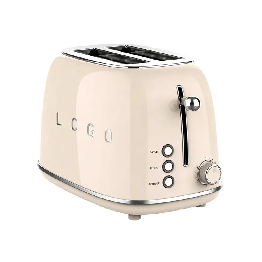 KTX-045971 Stainless Steel Retro 2-Slice Toaster with Defrost and Reheat Functions