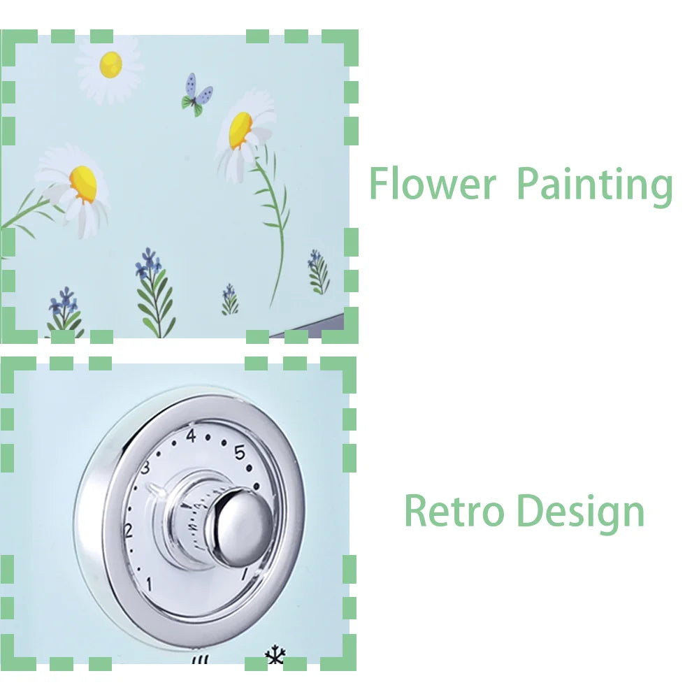 KTX-962323 Retro Automatic Pop-Up Two-Slice Electric Toaster with Double Flower Design