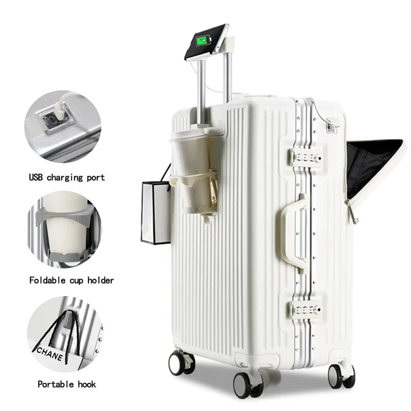 KTX-274835 Lightweight Unisex Retractable Spinner Luggage with Durable Aluminium Frame and TSA Lock for Travel