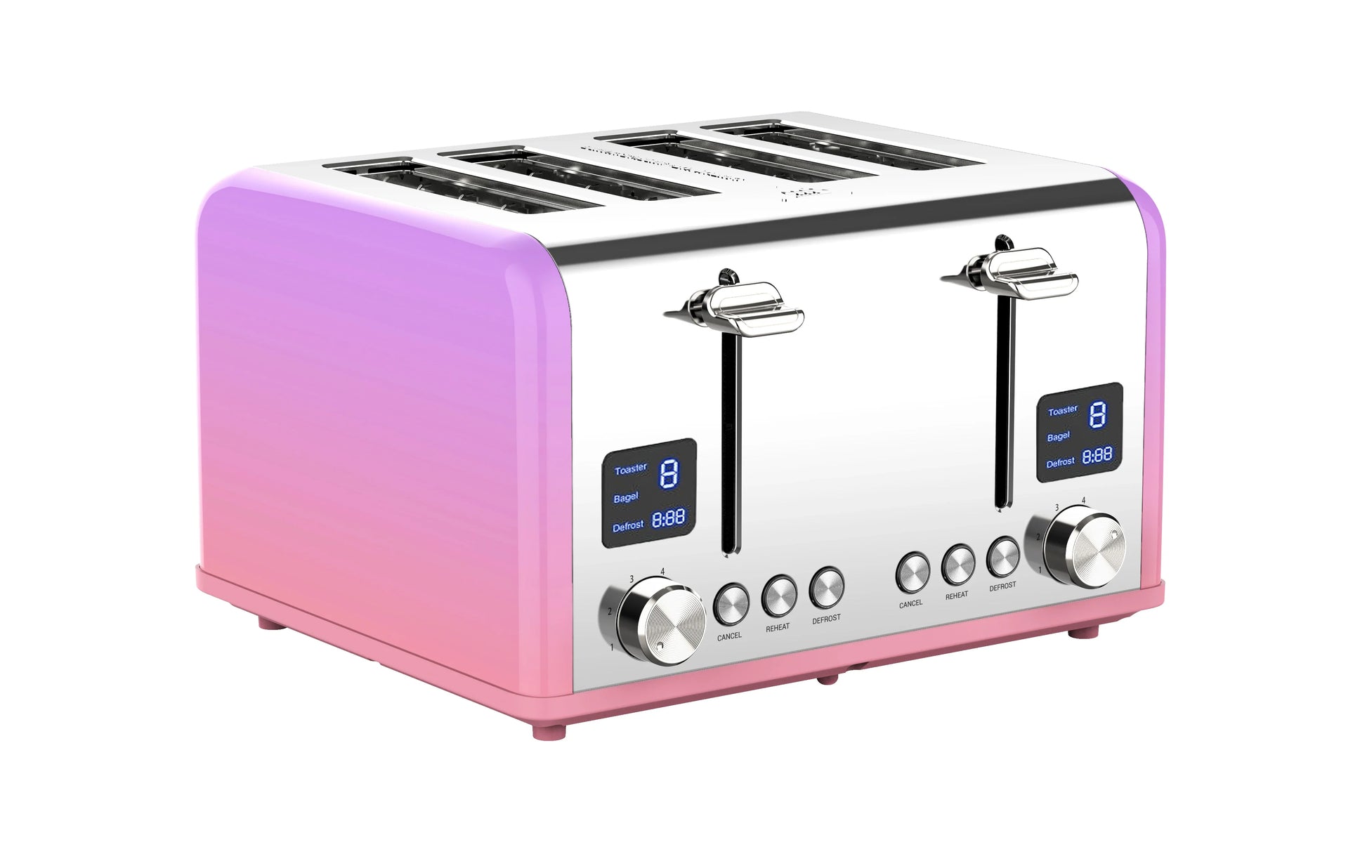KTX-141971 Digital LED Display 4-Slice Stainless Steel Toaster with Smart Features