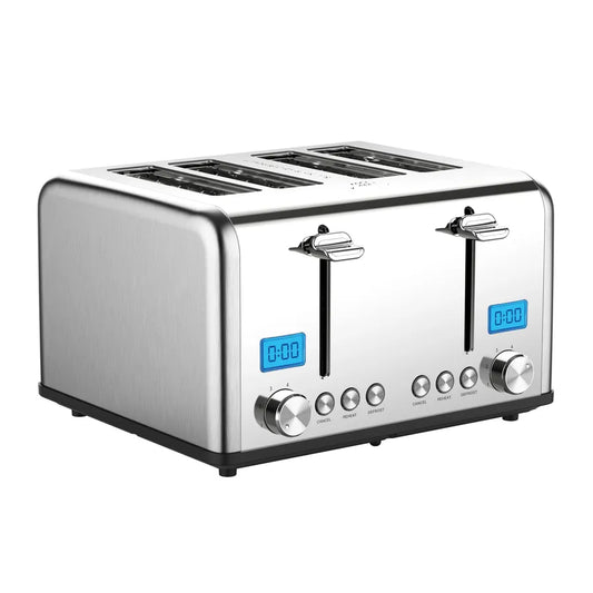 KTX-141971 Digital LED Display 4-Slice Stainless Steel Toaster with Smart Features