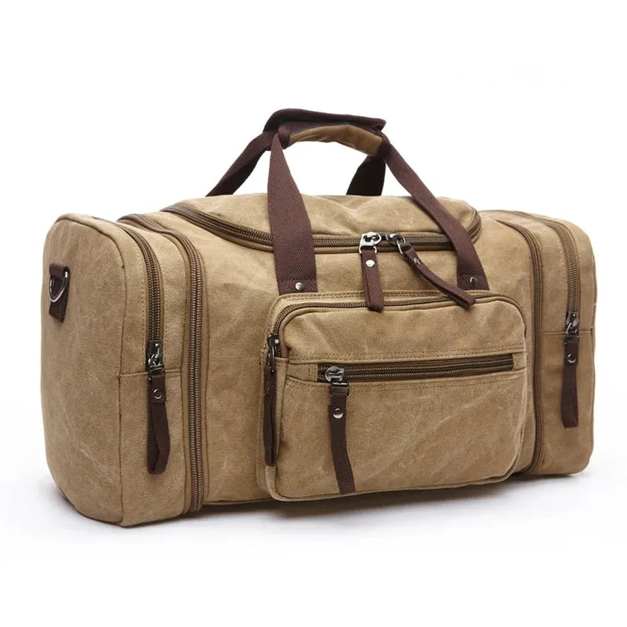 KTX-500435 Stylish Large Capacity Canvas Travel Tote Bag - Waterproof Luggage Duffel Bag