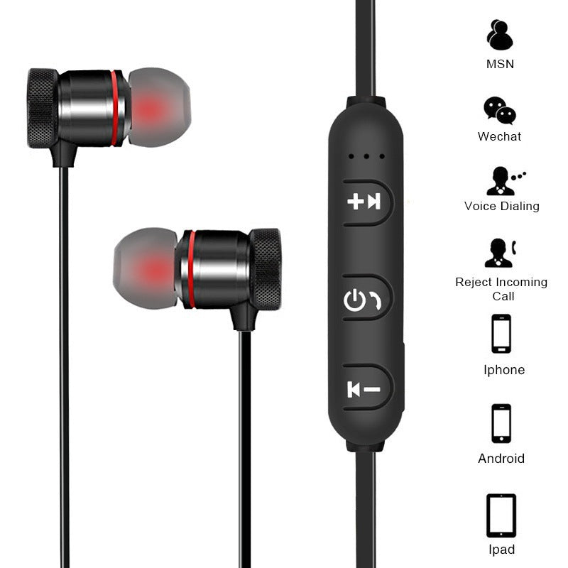 KTX-847635 TWS Magnetic Bluetooth Earbuds with 10m Range and Stereo Sound in Red and Black