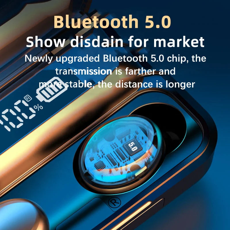 KTX-028115 F9-5 Wireless Earbuds with 9D Stereo Sound, Waterproof Design, and Bluetooth 5.0 Connectivity