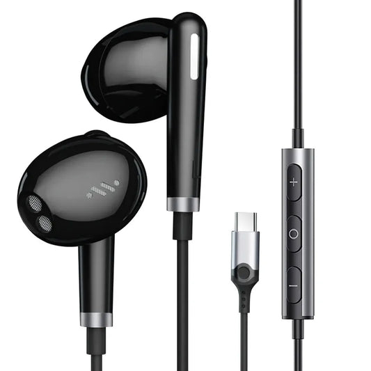 KTX-485715 Type-C Metal Wired Earbuds with DAC and Microphone for iPhone 15, Samsung, and Xiaomi