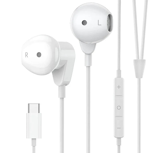 KTX-820051 Wired Type-C Stereo Earphones with Noise Cancellation and Microphone for USB-C Devices
