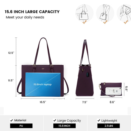 KTX-671507 Custom Fashion Computer Tote Bag for 15.6 Inch Laptops, Large Capacity Business Shoulder Handbag for Women