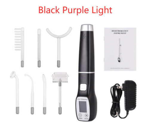 KTX-679443 High Wave Electrotherapy Rod Enhanced Version with Screen Display - Seven-Piece Set in White with Red and Purple Light Options