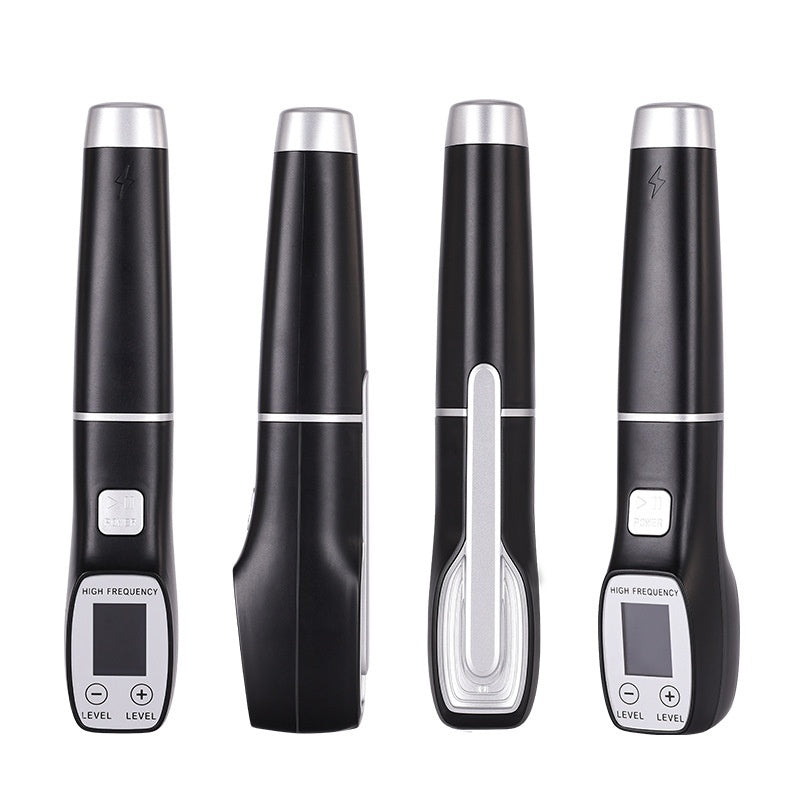 KTX-679443 High Wave Electrotherapy Rod Enhanced Version with Screen Display - Seven-Piece Set in White with Red and Purple Light Options