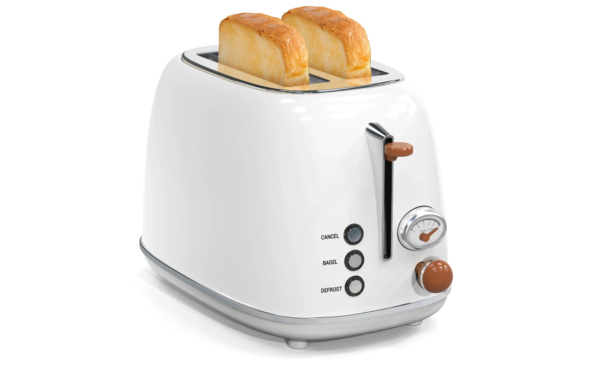KTX-799635 Retro Stainless Steel 2-Slice Electric Bread Toaster with Crumb Tray for Household Use