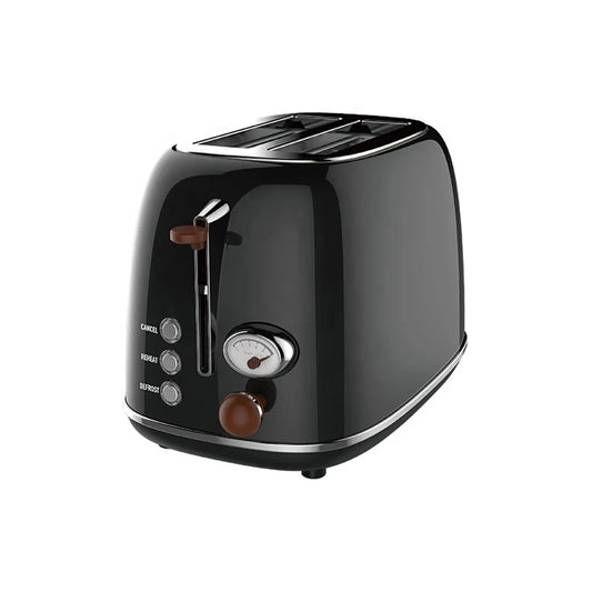 KTX-799635 Retro Stainless Steel 2-Slice Electric Bread Toaster with Crumb Tray for Household Use