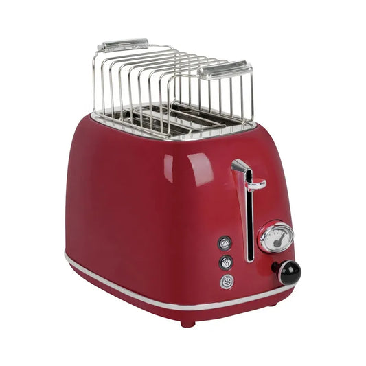 KTX-799635 Retro Stainless Steel 2-Slice Electric Bread Toaster with Crumb Tray for Household Use