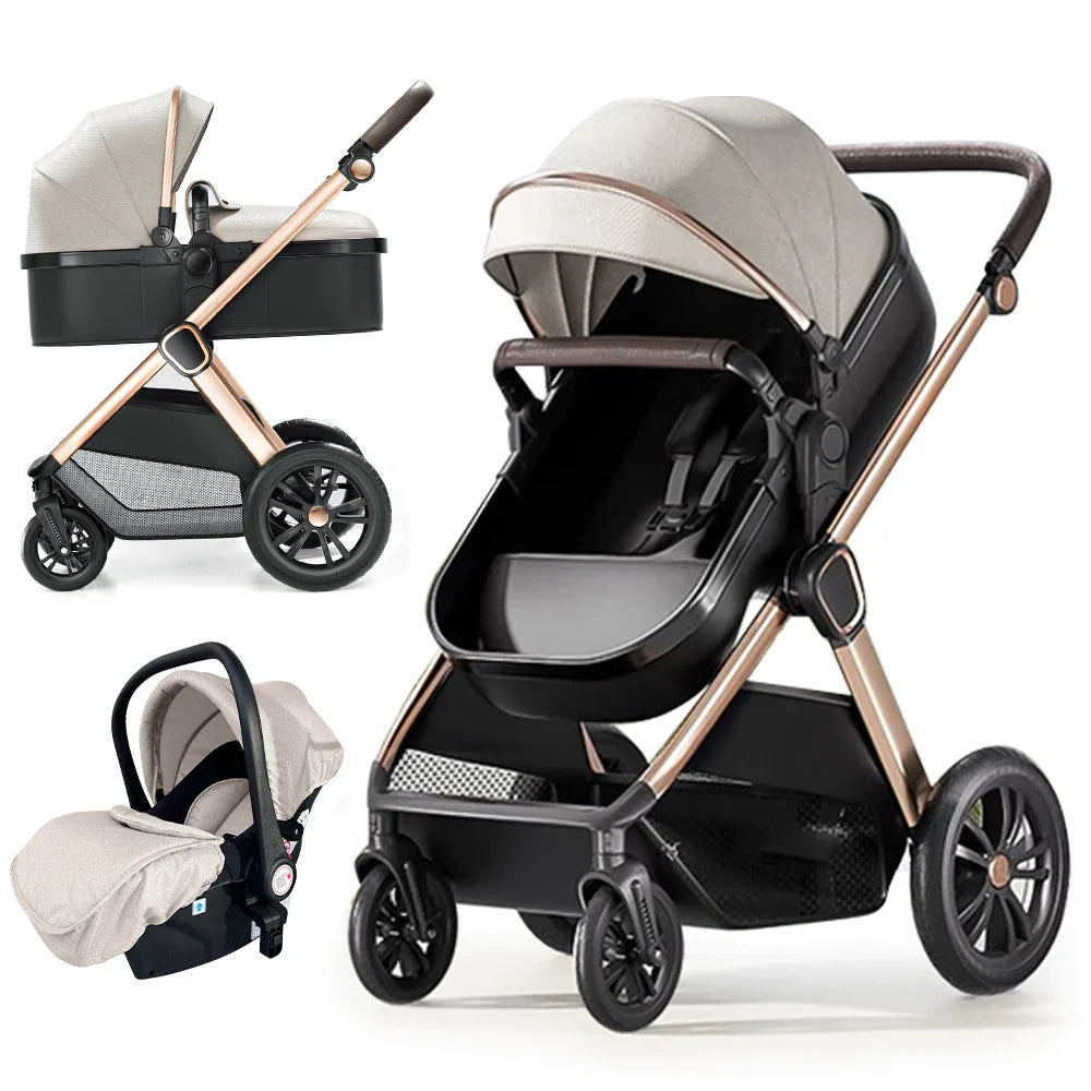 KTX-697171 3 in 1 Baby Stroller Pram with Car Seat - Luxury Lightweight Pushchair for Infants and Toddlers