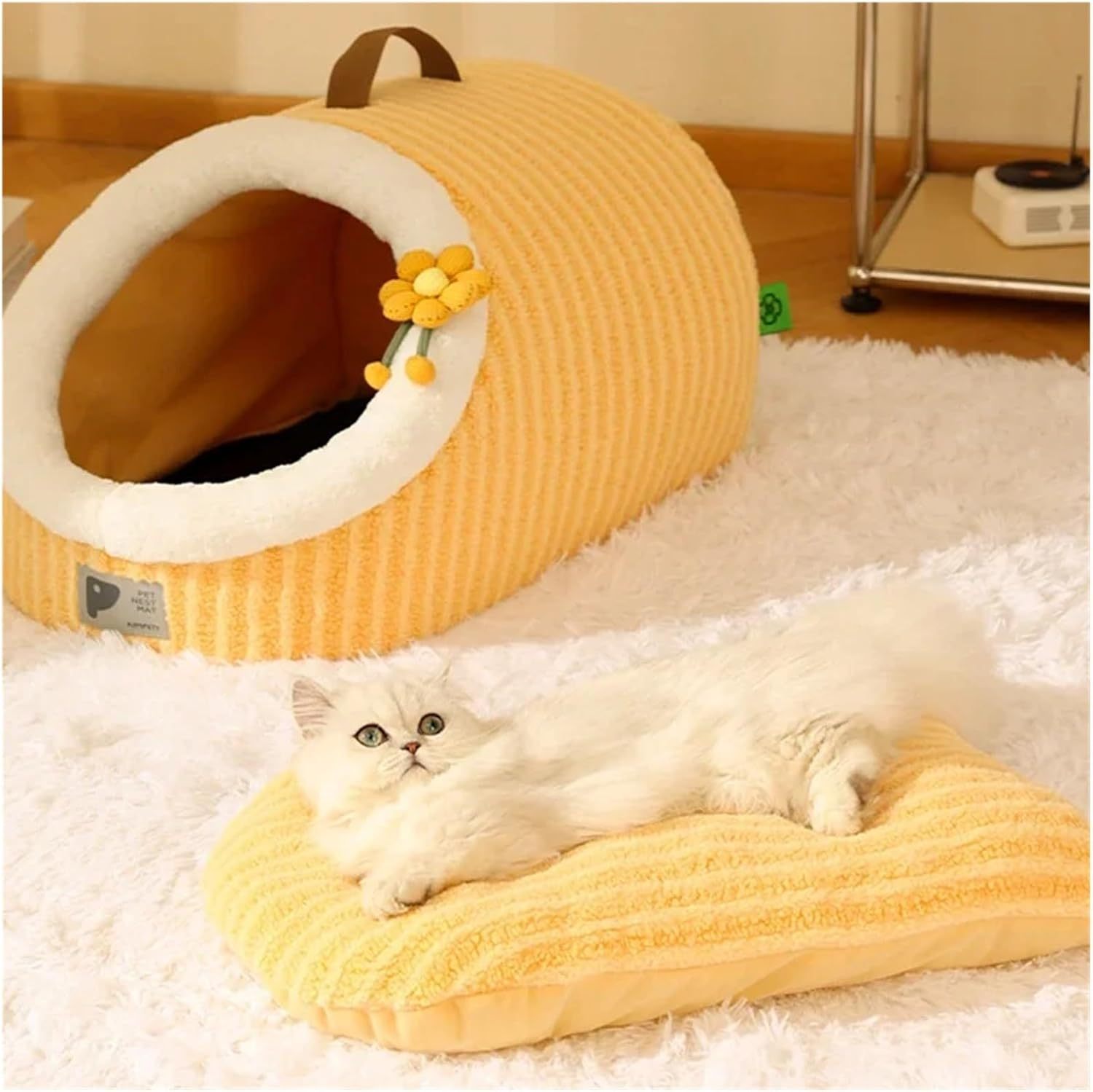 JMT-186954 Cozy Soft Cat Bed Cave with Removable Washable Pillow for Indoor Cats and Small Pets