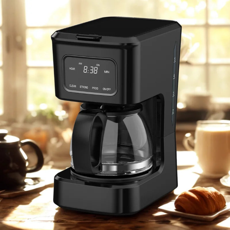 KTX-312403 4-Cup Coffee Maker with Clear Water Window and Glass Pot for Ground Coffee Brewing