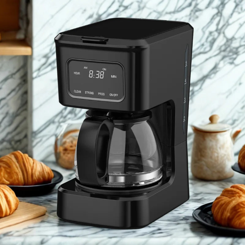 KTX-312403 4-Cup Coffee Maker with Clear Water Window and Glass Pot for Ground Coffee Brewing