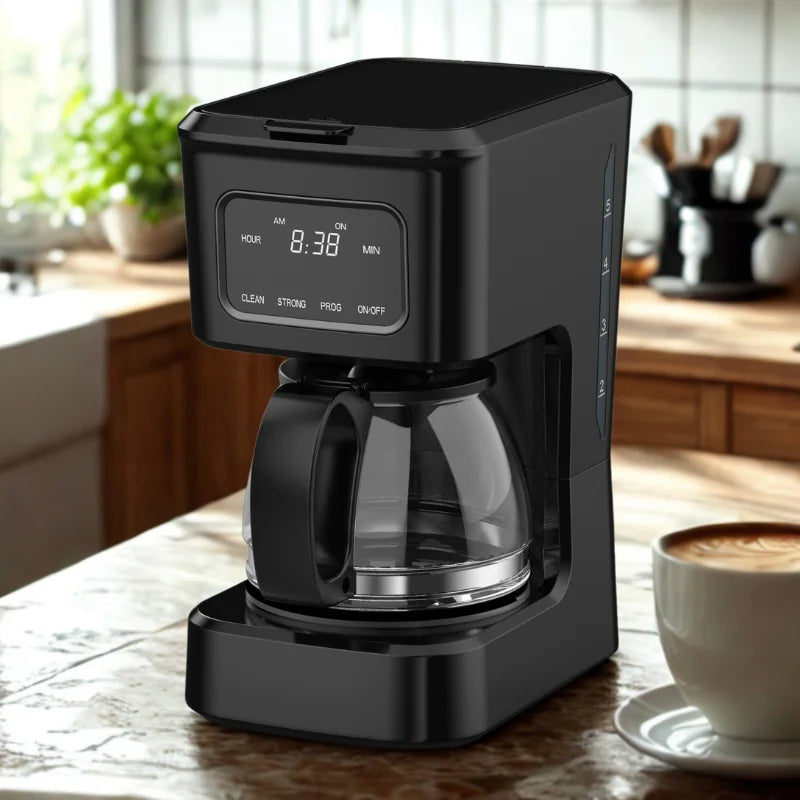 KTX-312403 4-Cup Coffee Maker with Clear Water Window and Glass Pot for Ground Coffee Brewing