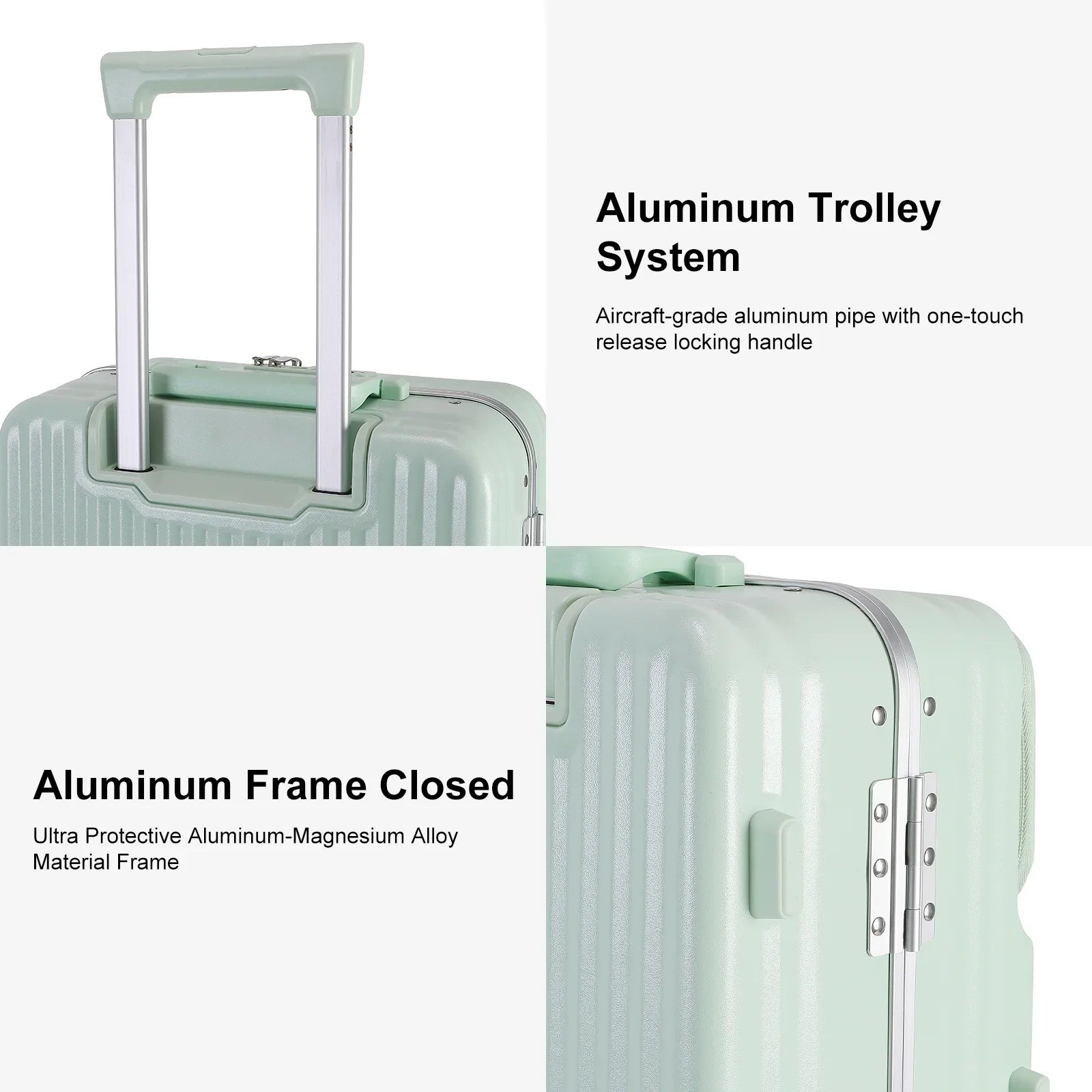 KTX-699667 Durable PC Aluminium Frame Trolley Carry-On Travel Suitcase with Front Pocket