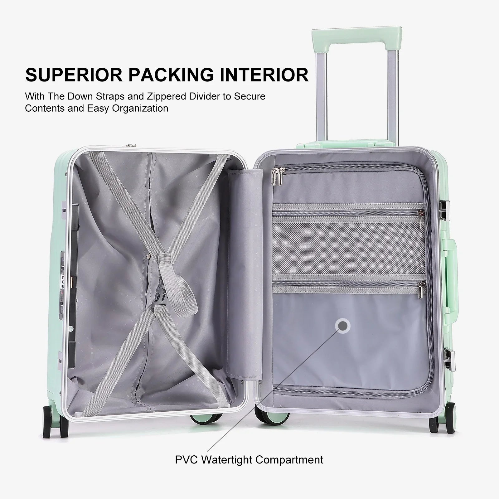 KTX-699667 Durable PC Aluminium Frame Trolley Carry-On Travel Suitcase with Front Pocket