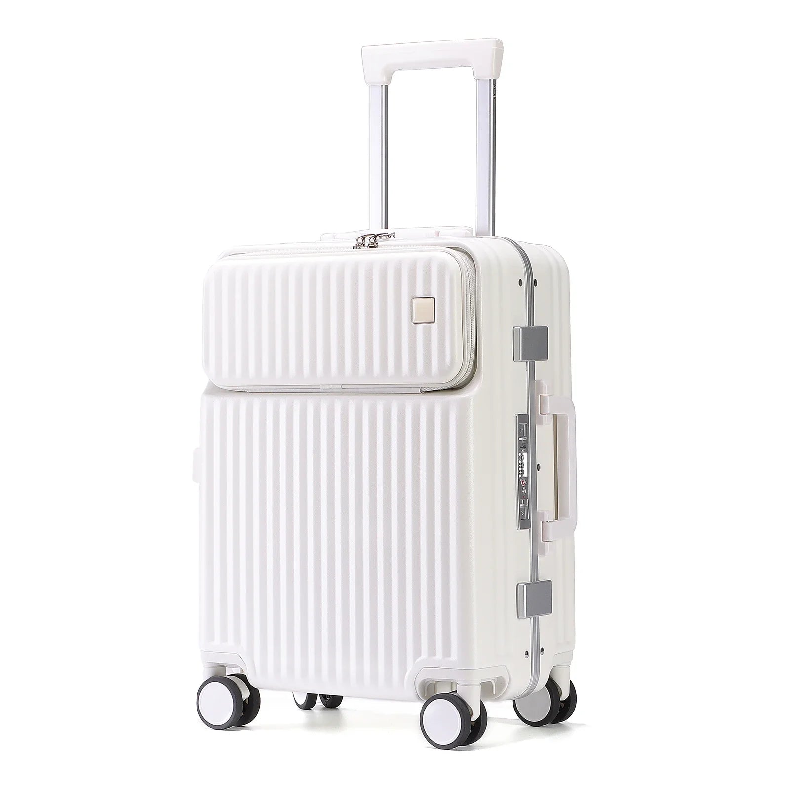 KTX-699667 Durable PC Aluminium Frame Trolley Carry-On Travel Suitcase with Front Pocket