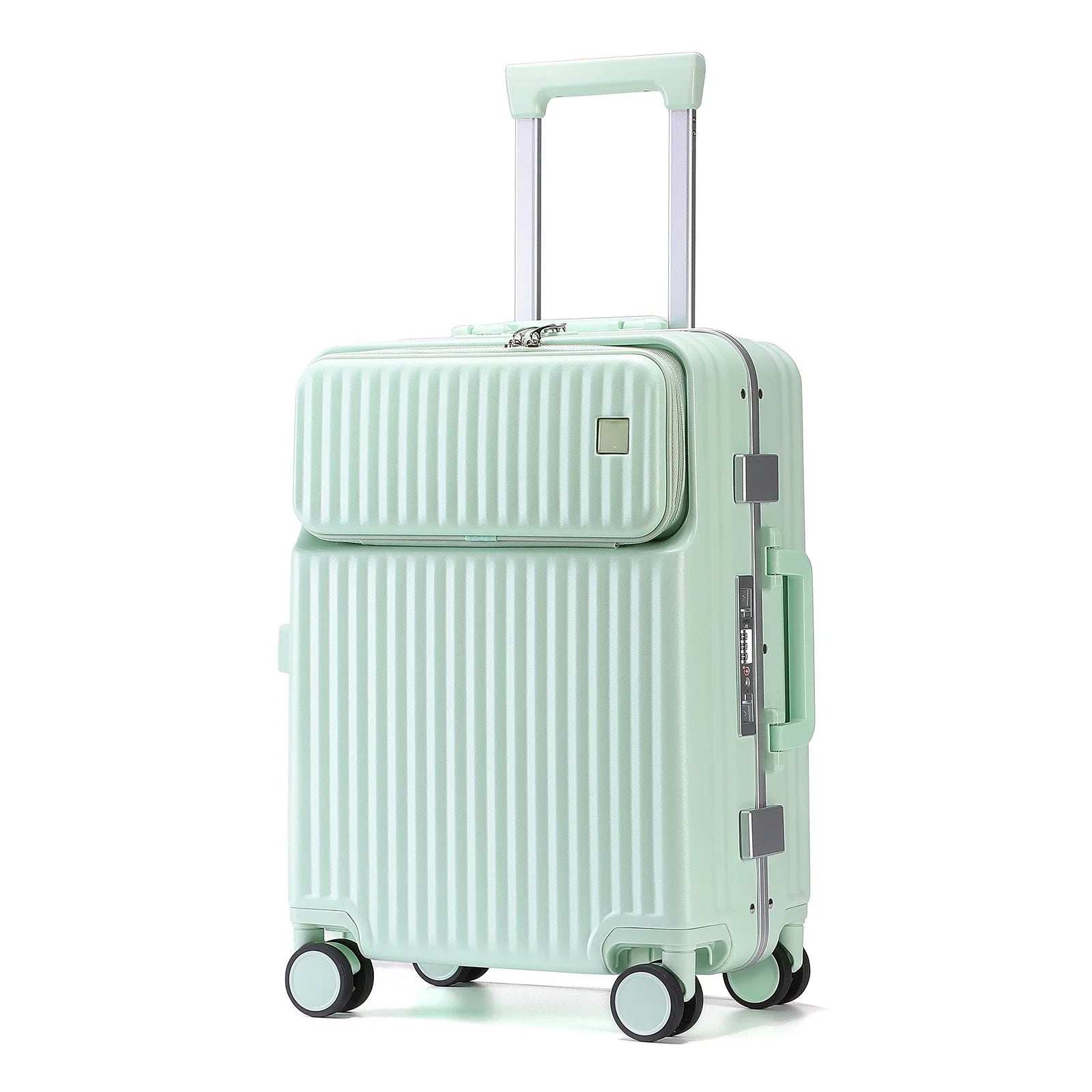 KTX-699667 Durable PC Aluminium Frame Trolley Carry-On Travel Suitcase with Front Pocket