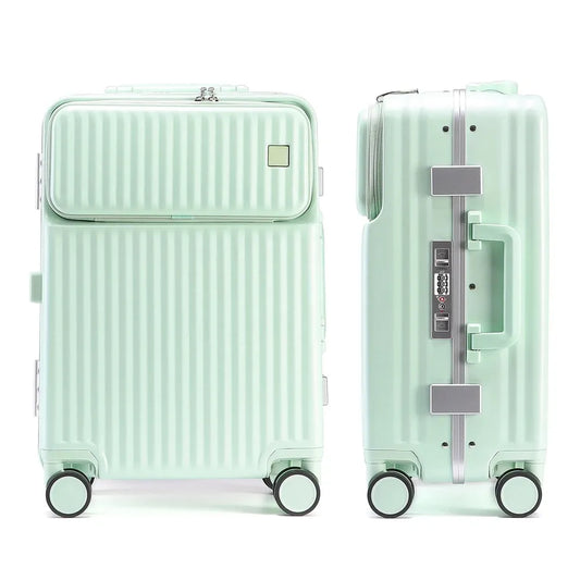 KTX-699667 Durable PC Aluminium Frame Trolley Carry-On Travel Suitcase with Front Pocket