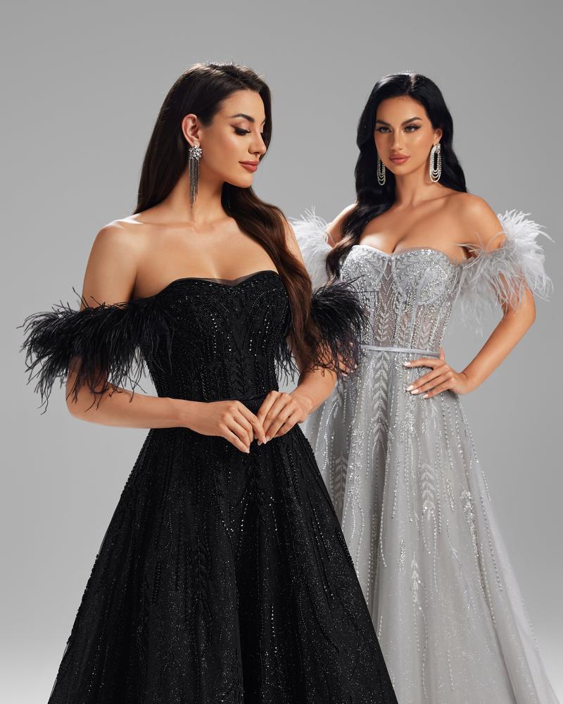 KTX-757459 Sophisticated Black Evening Gown for Women - Model EZ25008