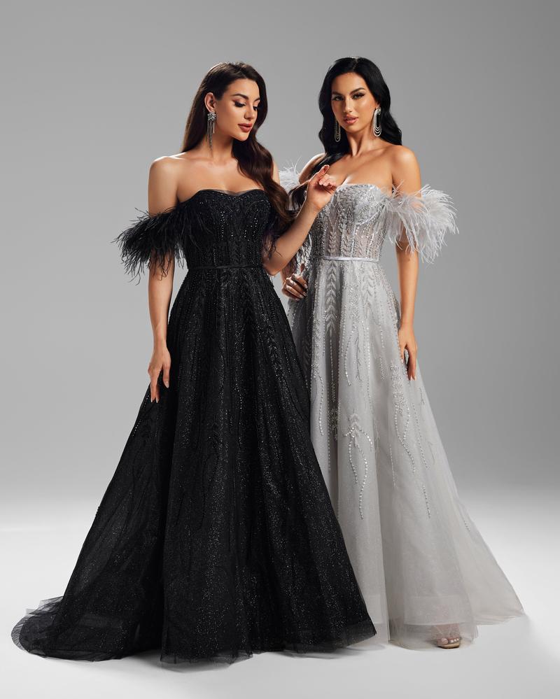 KTX-757459 Sophisticated Black Evening Gown for Women - Model EZ25008