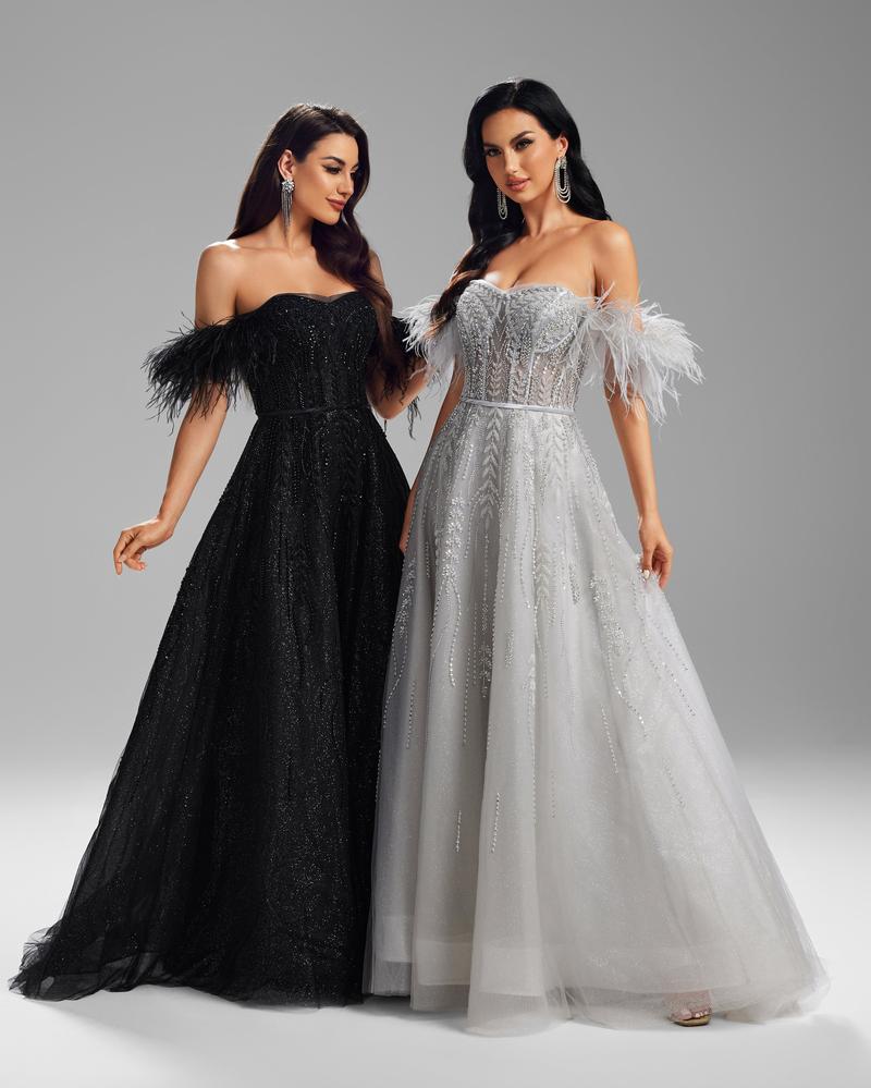 KTX-757459 Sophisticated Black Evening Gown for Women - Model EZ25008