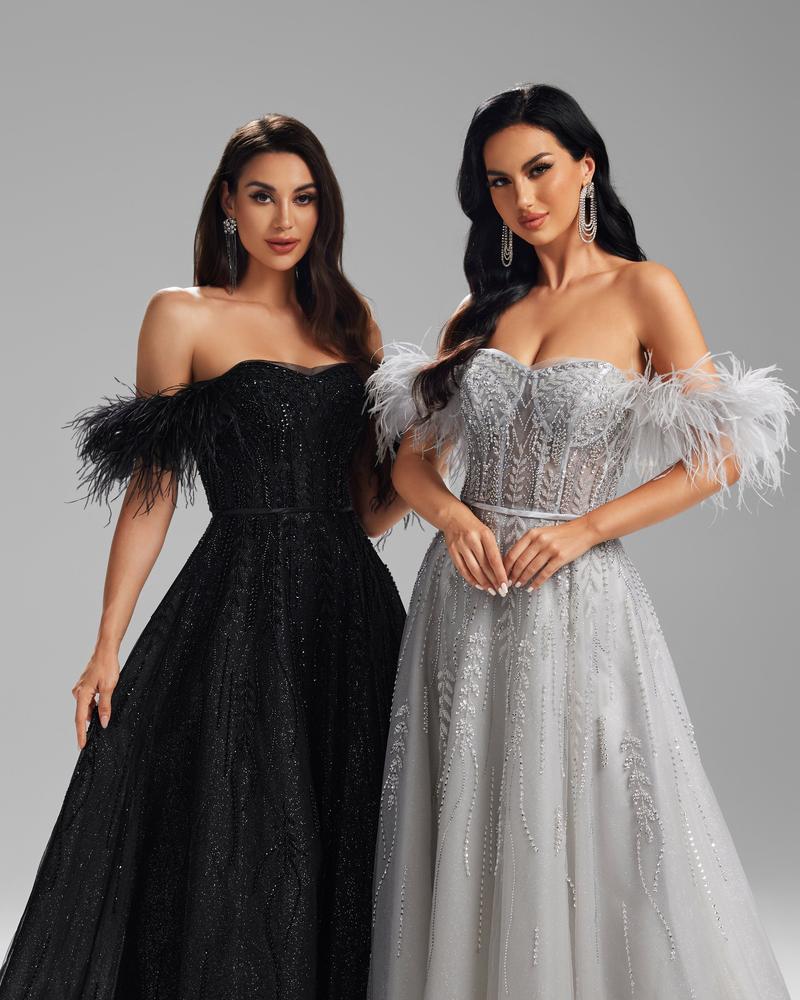 KTX-757459 Sophisticated Black Evening Gown for Women - Model EZ25008