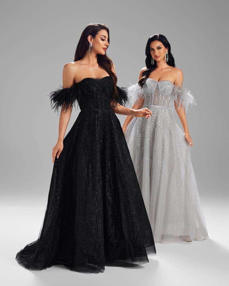 KTX-757459 Sophisticated Black Evening Gown for Women - Model EZ25008