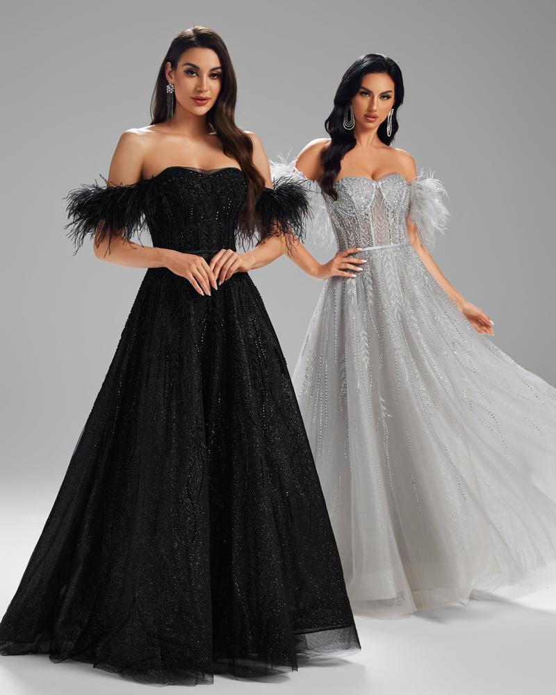 KTX-757459 Sophisticated Black Evening Gown for Women - Model EZ25008