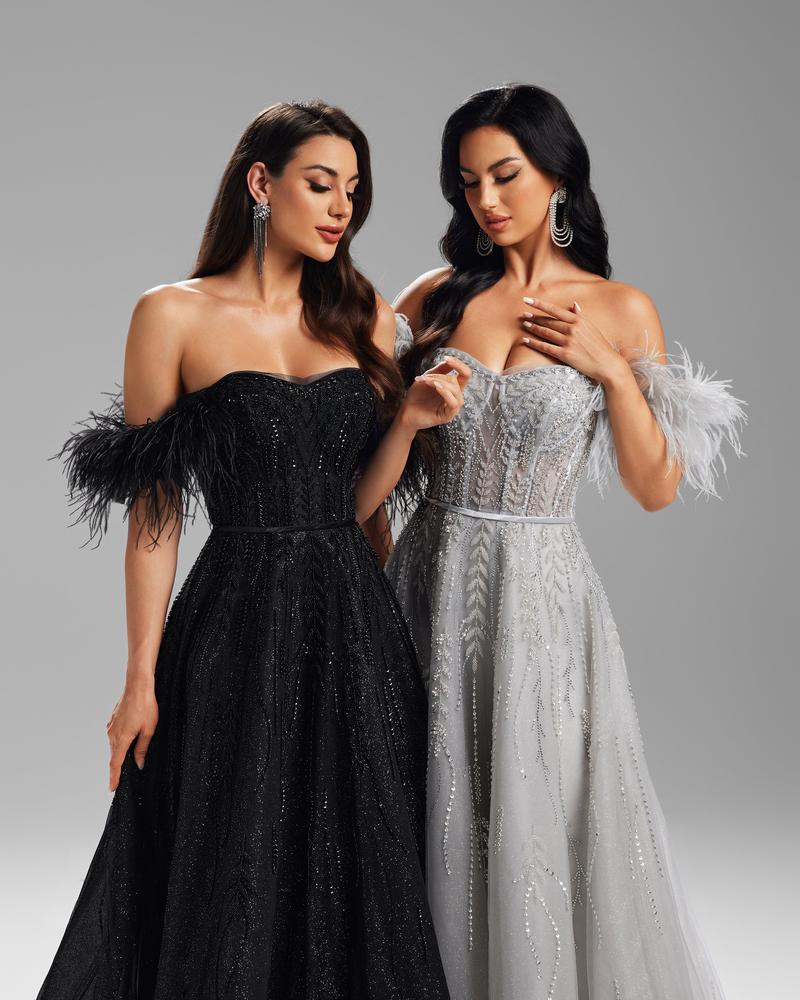 KTX-757459 Sophisticated Black Evening Gown for Women - Model EZ25008